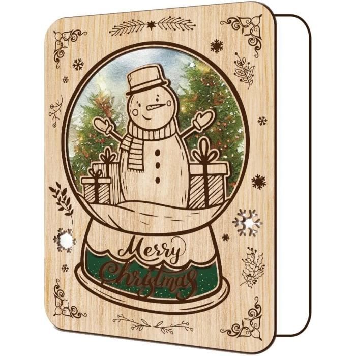 Carte De Vœux De Noël En Bois - Porte-Billets Décoratif Pour Cadeaux Argent, Idée Cadeau Créative - 7