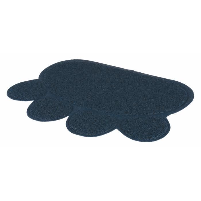 Tapis pour bac à litière, patte, PVC, 60 × 45 cm, bleu foncé