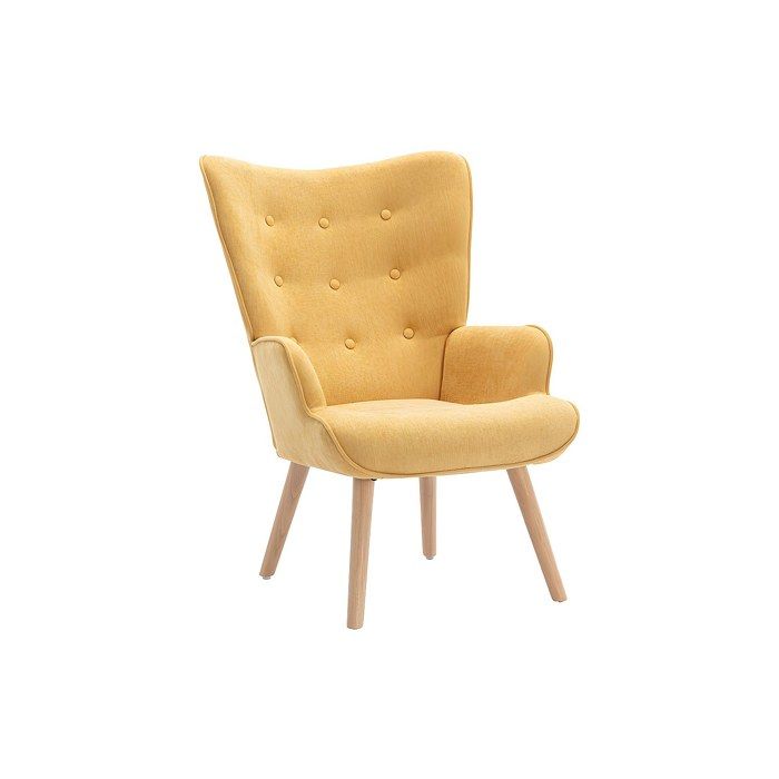Fauteuil en tissu jaune moutarde VATELY