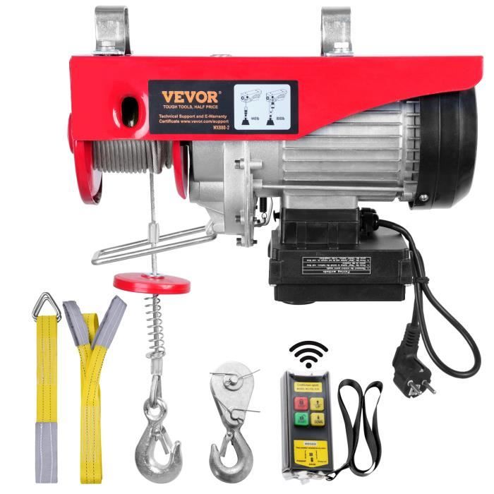 Levage 400kg Télécommande Treuil électrique 400kg 850W - Palan électrique 12m Avec Télécommande, Levage 10m/min, Pour Garage Atelier Treuil Manuel