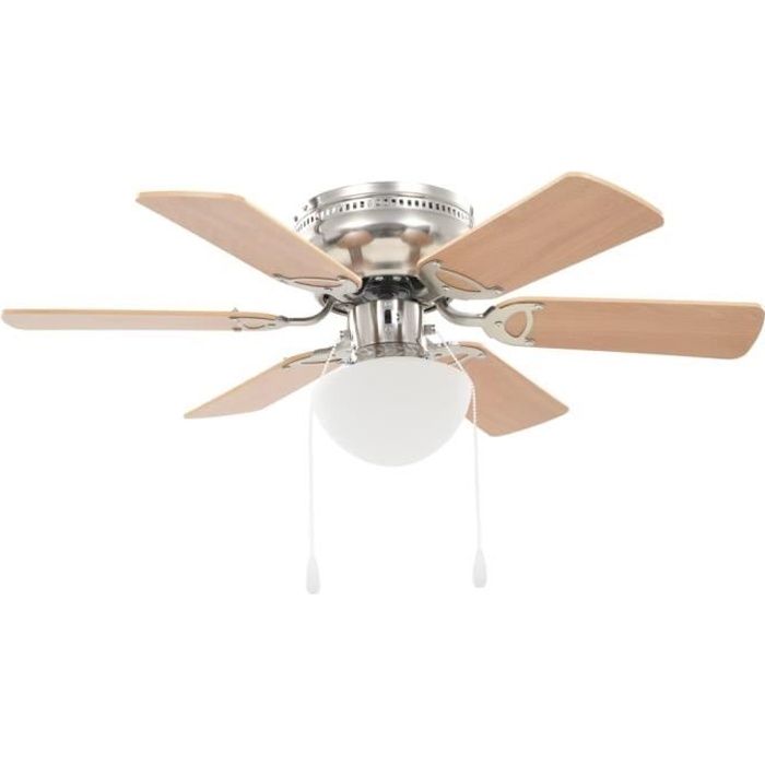 Ventilateur de Plafond vidaXL 82 cm – 3 Vitesses, Pales MDF, Lampe Intégrée - vue 3