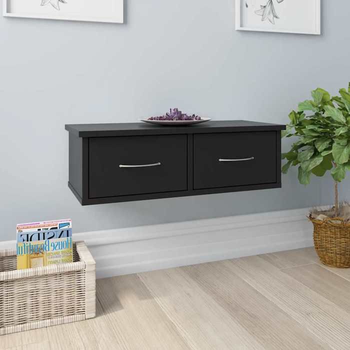 vidaXL Étagère murale avec tiroirs noir 60x26x185cm Bois dingénierie 800586