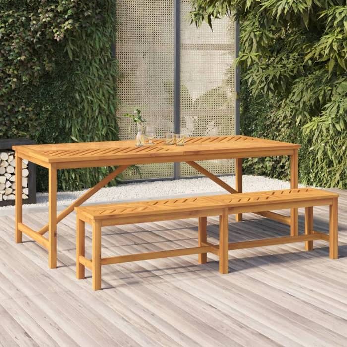 vidaXL Table à manger de jardin en bois d'acacia - vue 2