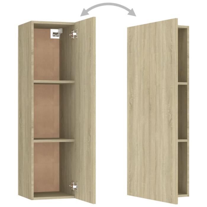 Meuble TV suspendu - VINGVO - 305x30x110 cm - Chêne sonoma - Contemporain - Pratique