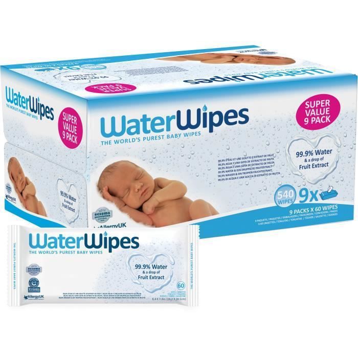 Waterwipes Lingettes Bebe Peaux Sensibles Lot De 9x60 Cdiscount Puericulture Eveil Bebe
