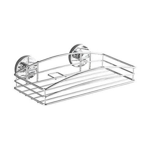 WENKO Etagère murale salle de bain droite panier de douche fixation sans perçage Vacuum-Loc® acier 26x6 5x14 cm chromé