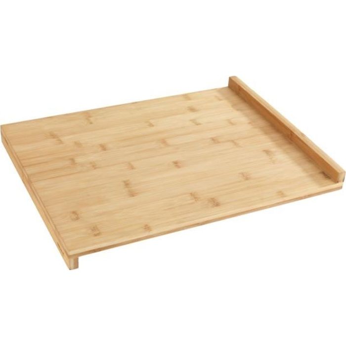 wenko planche à découper bois, grande planche à découper avec bord de guidage, bambou, 45x35cm, marron