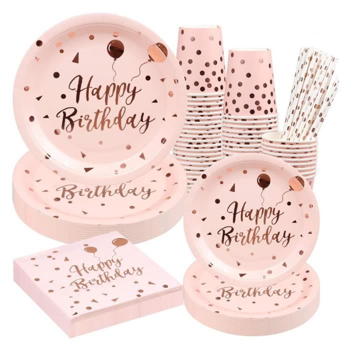 Set Vaisselle Anniversaire Ptydecta - Assiettes, Serviettes, Nappes Pour 20 Personnes - Décoration Fête