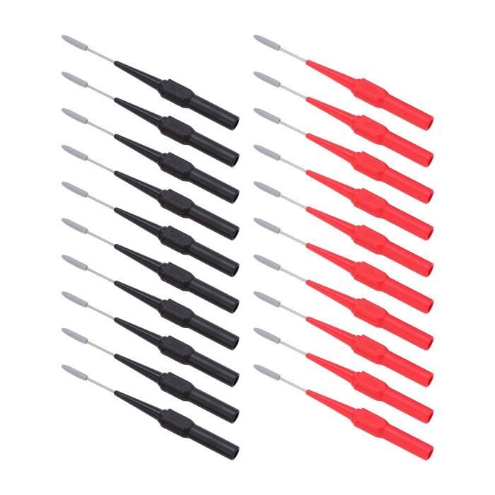 Outil électricien Professionnel Kit 4 Sondes De Perçage De Fil - Pinces De Test Isolation 190mm - Pour Multimètre, Voltmètre, Thermomètre TP81 - Jack 2mm Et 4mm Sondes Perçage Fil