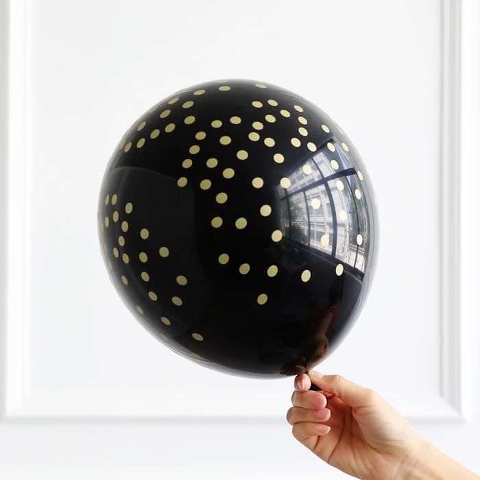 60 Ballons Anniversaire Noir Et Or - Ballons Latex Métalliques + Confettis Pour Mariage Et Fête