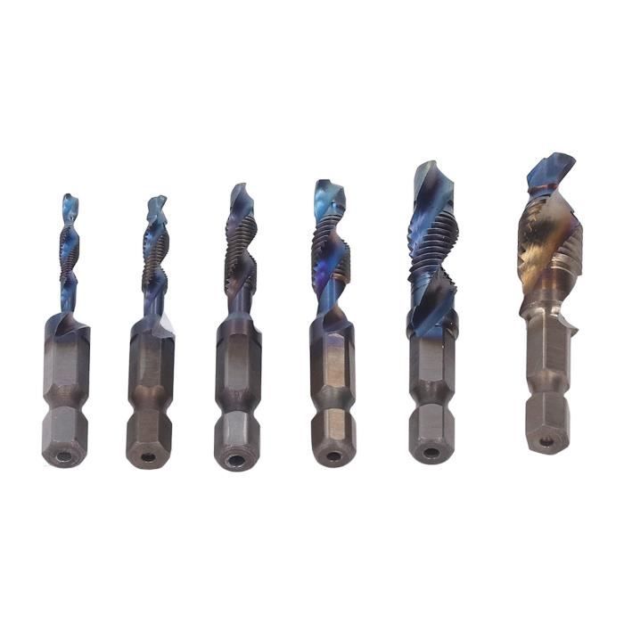 Sourcing Map 2pcs Foret-Taraud Combiné M6x1 - Tige Hex 1/4", Acier Rapide Titane, Pour Métal, Plastique