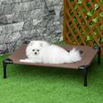 Lit pour chien PawHut lit de camp grand confort sur pieds tissu oxford textilène micro-perforé 76L x 61l x 18H cm marron noir-1