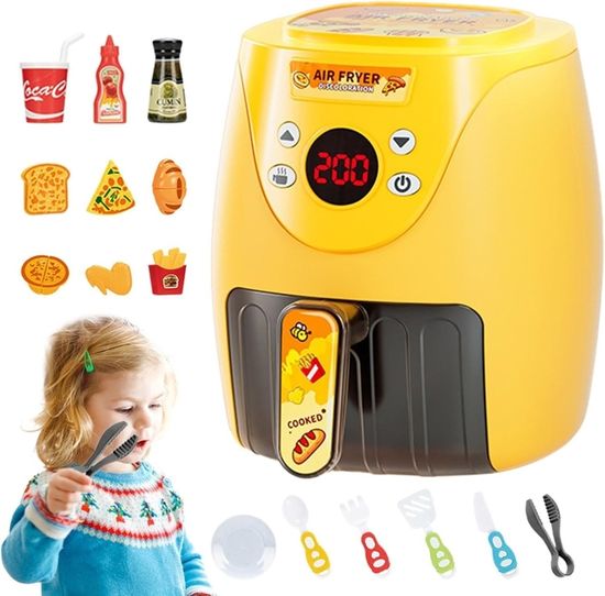 Friteuse à Air Jouet Pour Enfants – Avec Lumières, Sons Et Accessoires Alimentaires – Dès 3 Ans