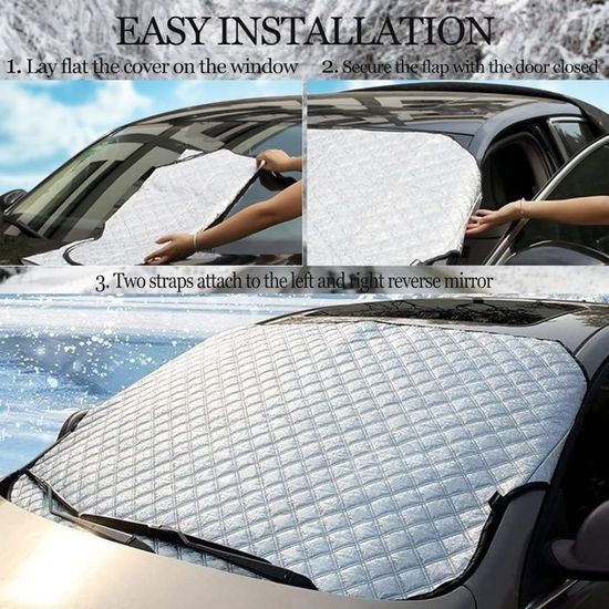 Couverture Pare-Brise Magnétique Universelle 182x120 Cm - Protection Anti-Givre, Neige, UV - Pour Voiture, SUV - Argenté