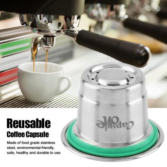 Capsule de café réutilisable rechargeable d'acier inoxydable avec la  cuillère compatible pour la machine de Nespresso-CWU - Cdiscount Maison