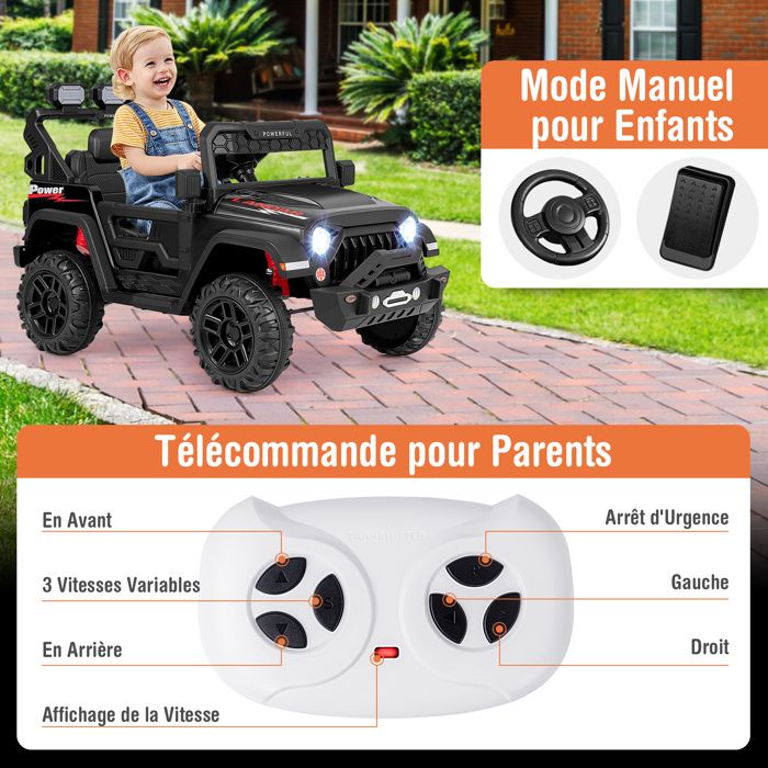 Voiture Electrique Enfant DREAMADE avec Télécommande, Musique, Lumières Voiture Electrique Enfant DREAMADE avec Télécommande, Musique, Lumières