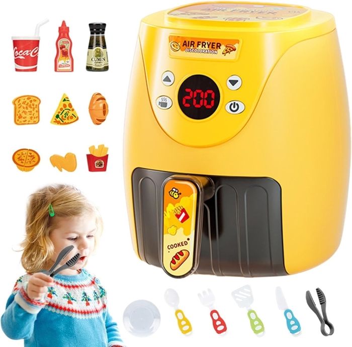 Air Fryer Pretend,Ensemble de Simulation de Cuisine pour Enfant, Jouet de friteuse, Ensemble De Cuisson avec Élément Interactif - Jeux - Jouets