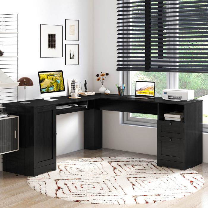 SogesHome Bureau d'Ordinateur Mobile avec Plateau Clavier Coulissant