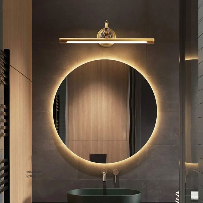 Applique Miroir Salle De Bain Laiton LED 80cm - Lampe Rétro IP44 Bras Réglable