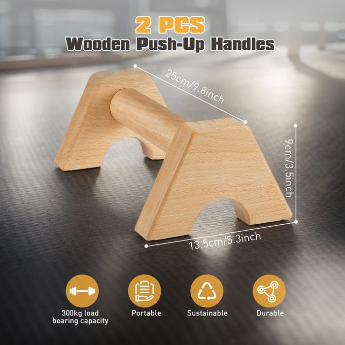 Barres Parallèles En Bois Pour Fitness - Poignées De Pompes Antidérapantes - Portables, Poids 300kg - 10