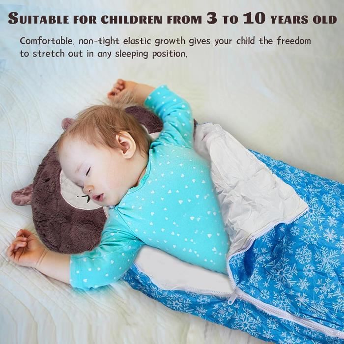 Sac de Couchage Enfant, Sac Couchage Enfant Pillow 2 in 1, Sac Couchage  Coton Enfant pour Garçon ou Fille