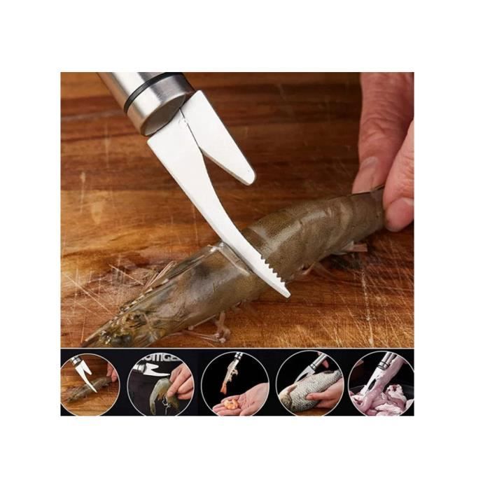 Couteau Multifonction 5 En 1 Pour Poisson Et Crevettes - Acier Inoxydable 304, 24 Cm, Éplucheur Et Écailleur