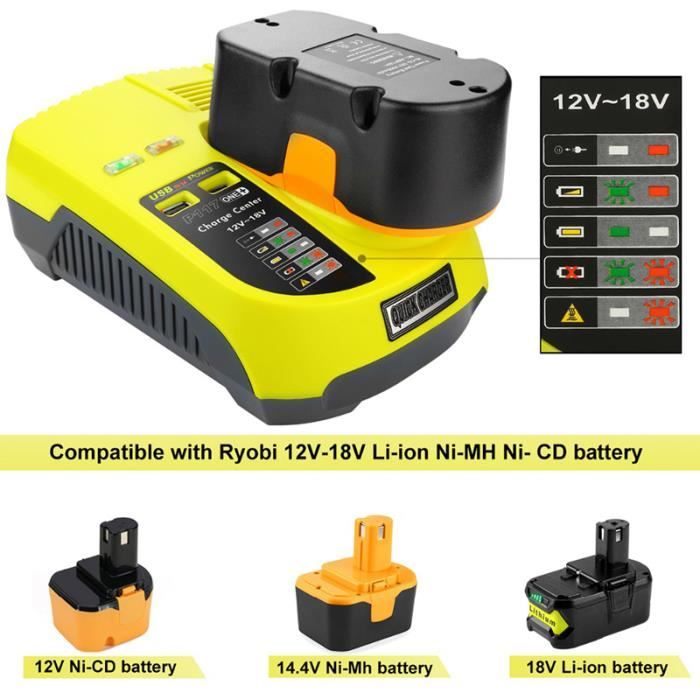 Chargeur rapide de batterie compatible Ryobi P117 Chargeur 3A 12V-18V Hobby  Tech au meilleur prix