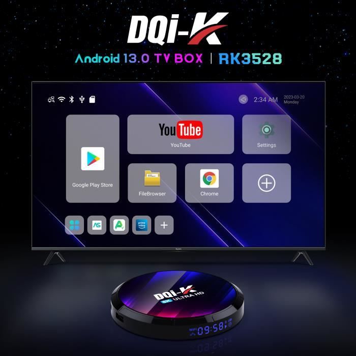 Android tv box tv android 13 Smart TV BOX Wifi BT5 4Go 32Go RK3528 8K –  Color Box TV