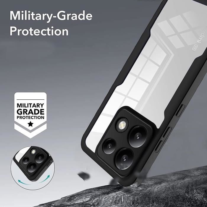 WBWONE Coque Pour Xiaomi Redmi Note 13 Pro 4G / Poco M6 Pro 4G, Housse Antichoc TPU/PC Étui Ave Anneau Rotation Support Et Couvercle De Caméra Coulissant, Noir