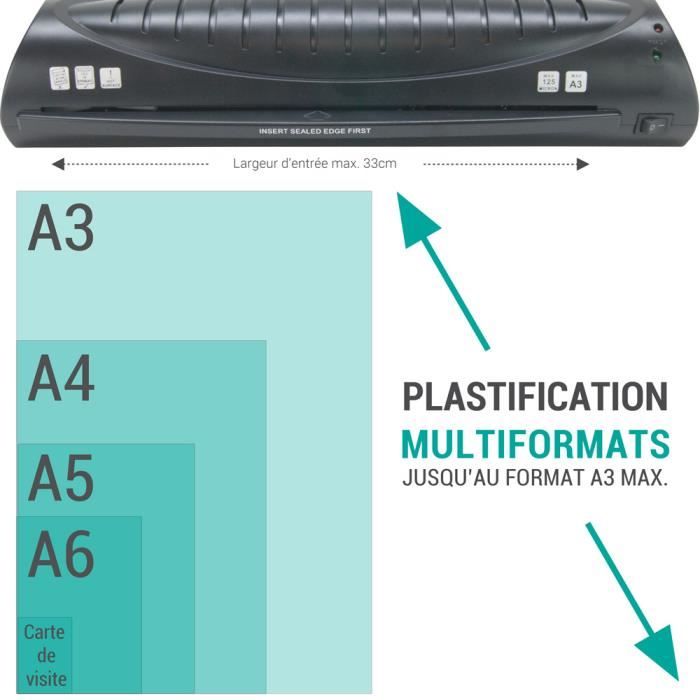 Plastifieuse Tout Format Plastifieuse A3, 6-en-1 Machine à Plastifier Froid Pour A3 A4 A5 A6 Et Plastifieuse A4