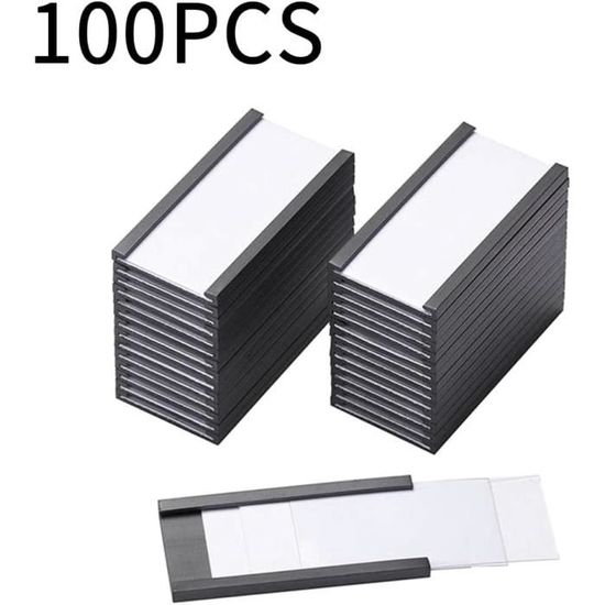 Lot de 100 porte-étiquettes magnétiques avec porte-cartes de données  magnétiques avec protection en plastique[S253]