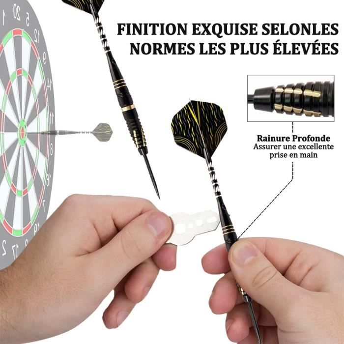 Boîtier Rigide Rangement Fléchettes RAIACE - Pour 9 Fléchettes (pointes Acier Ou Souples) - Poche Filet, Dragonne - Noir