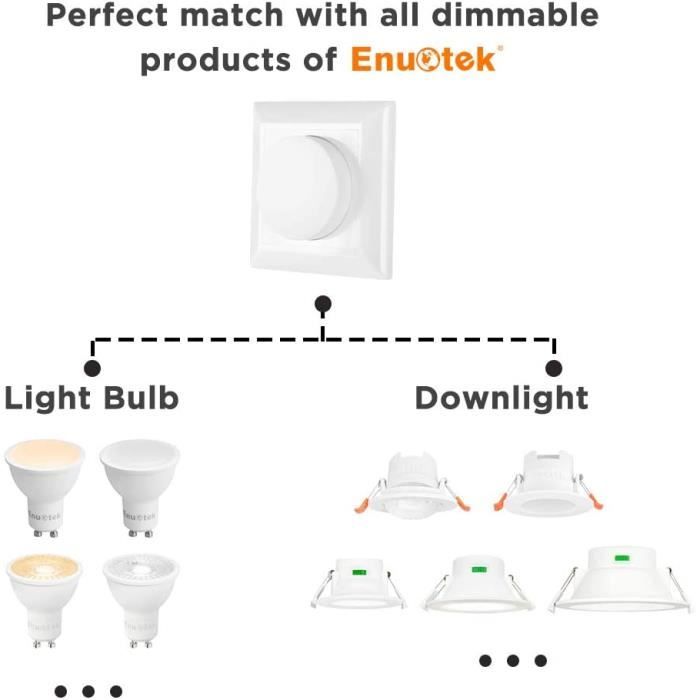 Interrupteur Variateur D'intensité de Lumiere Rotatif pour Luminosite de  Lampes Ampoules Dimmable LED (5-150W) ou Halogène ou [33] - Cdiscount  Bricolage