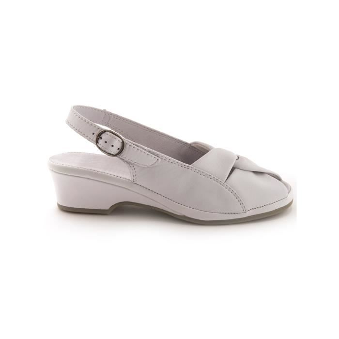 Sandales extra larges en cuir PEDICONFORT Femme Talon compens