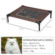 Lit pour chien PawHut lit de camp grand confort sur pieds tissu oxford textilène micro-perforé 76L x 61l x 18H cm marron noir-3