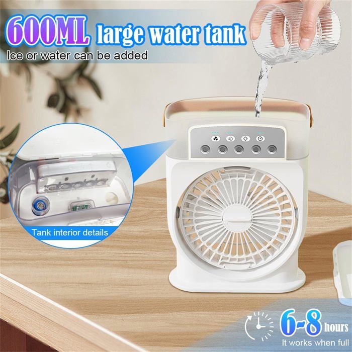 Ventilateur Portable 6000 mAh USB avec Écran LED 3-en-1 Main/Cou/Bureau Ventilateur Portable 6000 mAh USB avec Écran LED 3-en-1 Main/Cou/Bureau