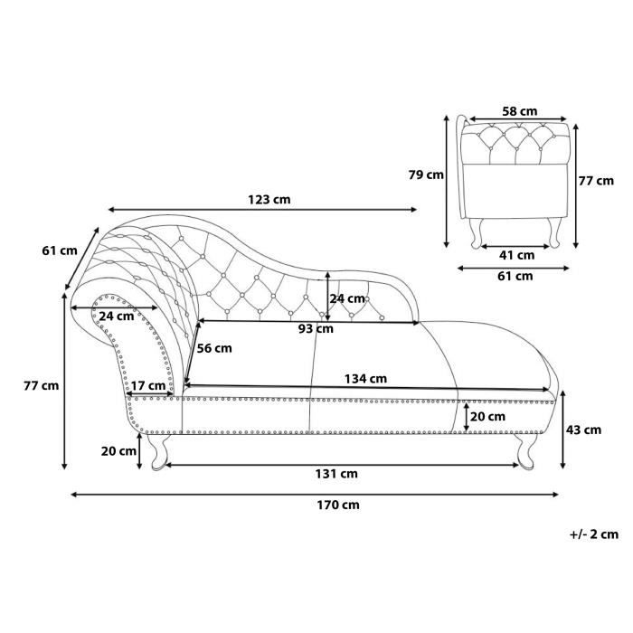 Confortable Intérieur Chaise Longue Méridienne Côté Gauche En Velours Gris Foncé Avec Banquette Velours
