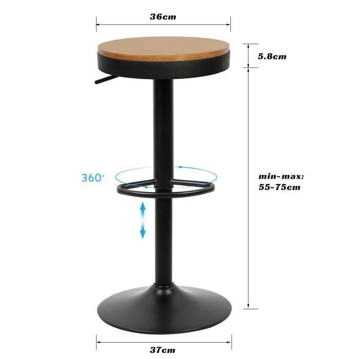 Erdoru Lot De 2 Tabourets De Bar Pivotants - Hauteur Comptoir, Dossier Inclus, Piétement Bois Massif, Assise Tissu Bleu Insignia (Capacité 136kg)