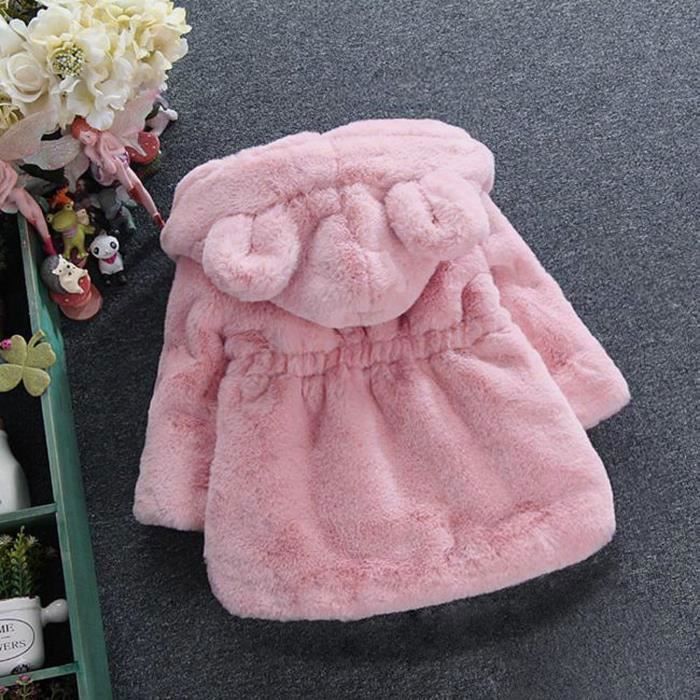 De feuilles Manteau Long à Capuche Fausse Fourrure Bébé Enfant Garçon Vest Blouson Épaisse avec Fermeture éclair Hiver