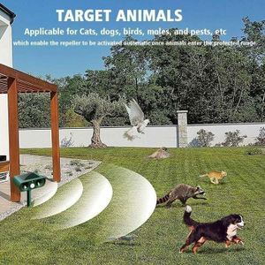 Répulsif Ultrason Solaire Pour Chats & Chiens - Effaroucheur Jardin Avec Détecteur Mouvement 10m, 120 DB, IP44 Étanche - Protège Cour & Potager
