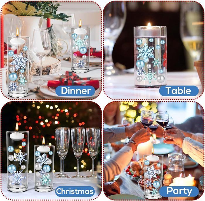 ZHWKMYP Lot De 120 Perles Artificielles Flottantes Pour Vase De Noël, Blanc Et Rouge, Pour Décoration De Table D'intérieur