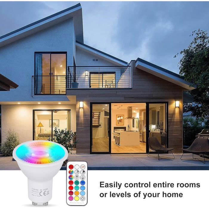 Spotlight LED GU10 RGBW Avec Télécommande – 16 Couleurs, 6000K, Modes Flash Et Fondu, Mémoire Et Minuterie, Pour Ambiance Maison