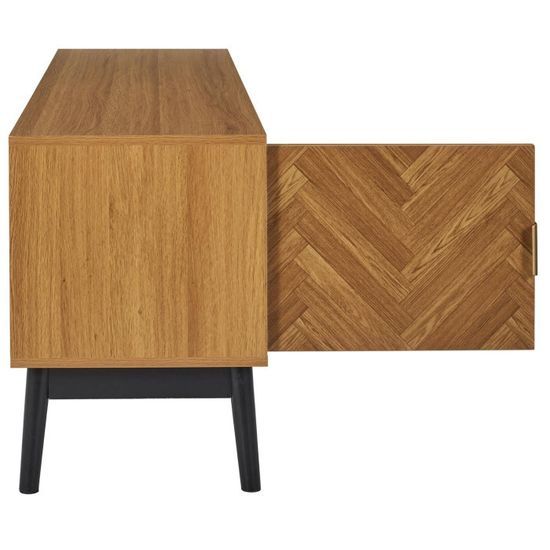 HOME DECO FACTORY, HD0300, Meuble Télé Bas, Modèle Felix, Collection Lounge Edition, Mobilier Contemporain, Meuble, Meuble TV, 110 x 48 x 40 cm, Marron Noir