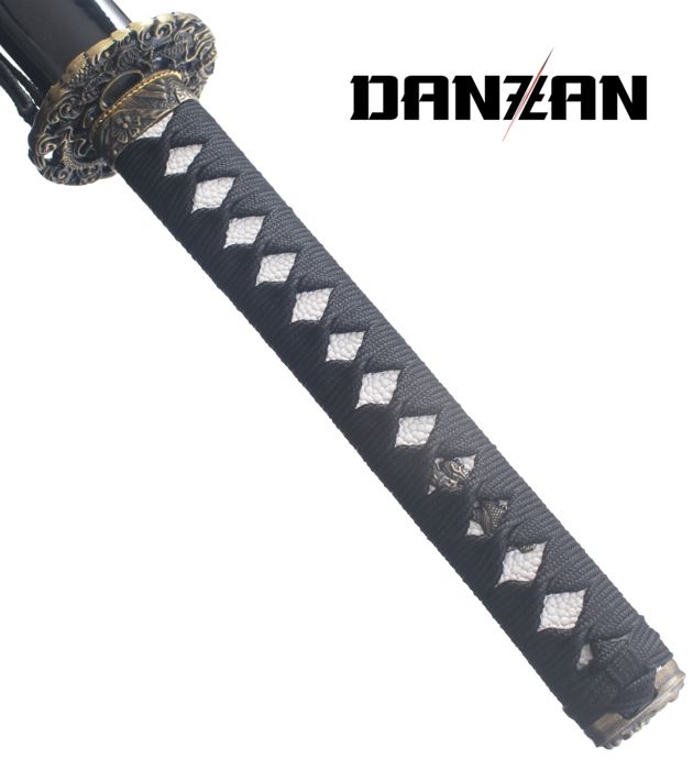 Katana En Bois D’entraînement – Lame Noire, Fourreau Dragon – Pour Pratique Arts Martiaux – 104 Cm