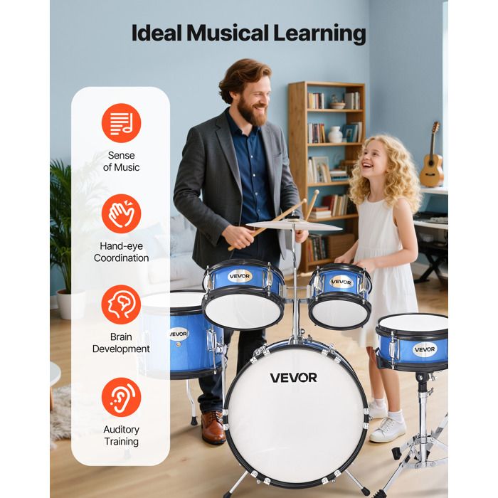 XDrum Junior Pro Batterie Enfant Sunset Gold Sparkle incl. École, Pédale | Matériel 5 pièces à simple armature, Batterie composée de, Grosse caisse 16, HiHat 10, Caisse claire 12, Tom basse 13