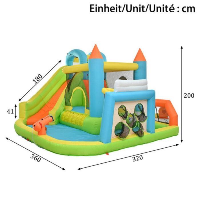 Château gonflable aquatique Water Goal avec cage de foot et panier