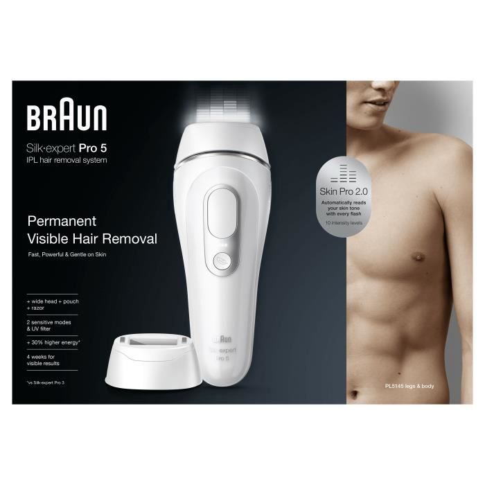 Épilateur Lumière Pulsée Braun Silk Expert Pro 5 - Occasion Fonctionnel - 3 Réglages
