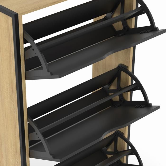 IDMarket Meuble à Chaussures BOSTON 18 Paires - Design Industriel 3 Portes