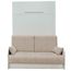 Armoire Lit Escamotable 140cm Box Canape Coffre Integre Tissu Ecru