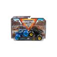 Coffret Monster Jam Megalodon Et Batman Voiture Bleu noir 1 64 Set 2 Vehicules Miniatures Metal 1 Carte Offerte Collector-0